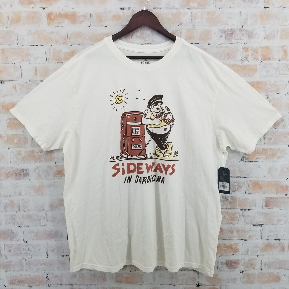ROARK Sideways in Sardegna Premium Cotton Off White T-Shirt Men's XXL The Chase
